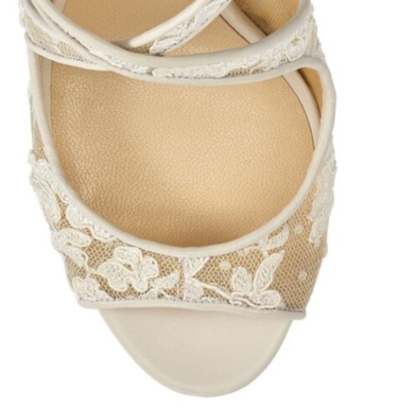 Jimmy Choo EMILY 85 Ivory Floral Sandals - Picture 7 of 8